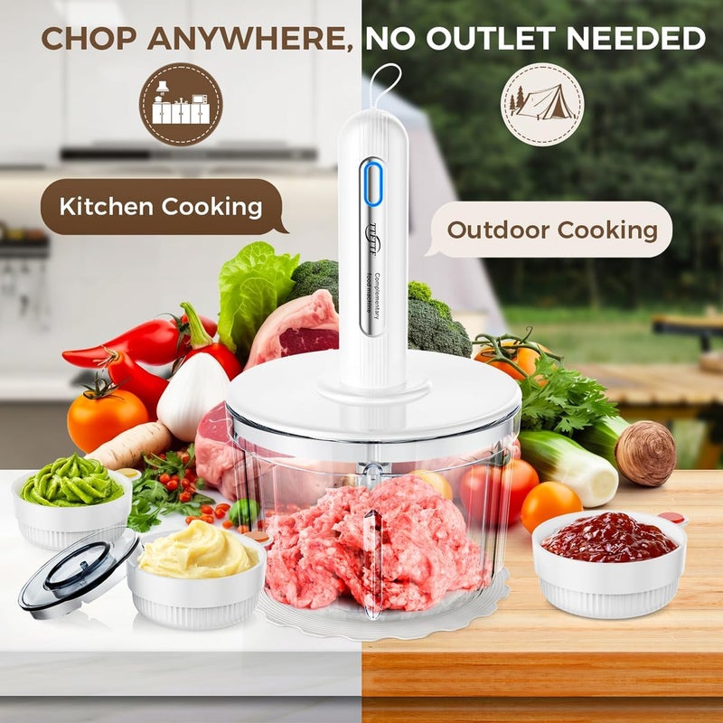 TTFTTF Glass Food Processor with 4 Blades & 4 Bowls (8 Cup + 3x0.5 Cup), Small Food Processor& Meat Grinder - Compact Design for Meal Prep, Baby Food, Sauces - Dishwasher Safe - Image 3
